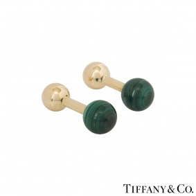 Tiffany & Co. Yellow Gold Malachite Ball Cufflinks Tiffany & Co. Yellow Gold Malachite Ball Cufflinks